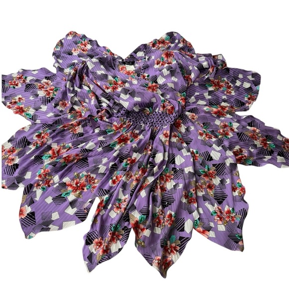 Diane Freis Floral Purple Sequined Dancer Dress Georgette Asymmetrical Vintage - Picture 3 of 13